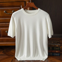 Men's Short-sleeved T-shirt Korean-style Trendy Round Neck Half-sleeve Sweater