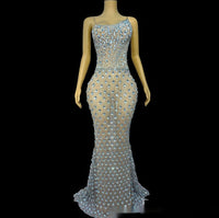 Niche Design Oblique Light Diamond Trailing Dress