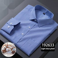 Men's Long-sleeved Plaid Middle-aged Business Square Collar Shirt
