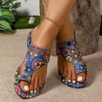 Women's Breathable Printed Toe Covering Roman Style Slippers