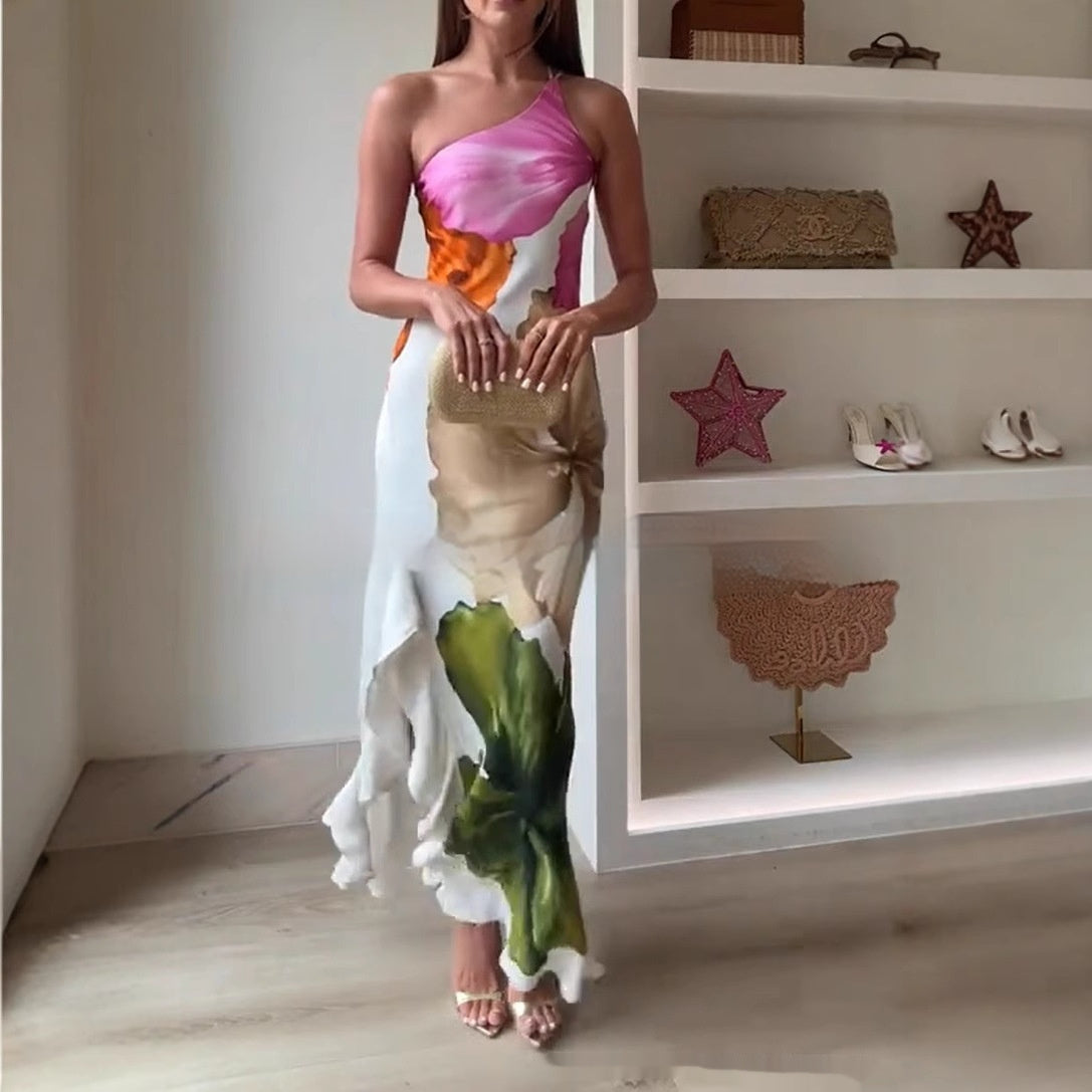 Women's Sexy One-shoulder Super Long Suspender Skirt