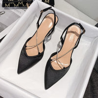 Women's Minimalist Black Satin Pointed High Heels