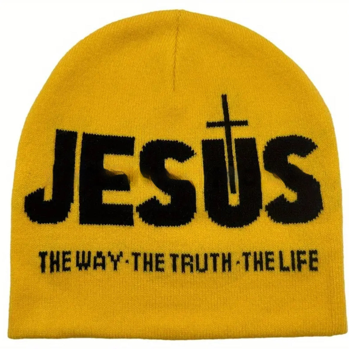 Jacquard Brimless Knitted Hat Letters Autumn And Winter Wool Sleeve Cap