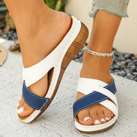 Color Matching One-word Women's Fashion Platform Wedge Slippers