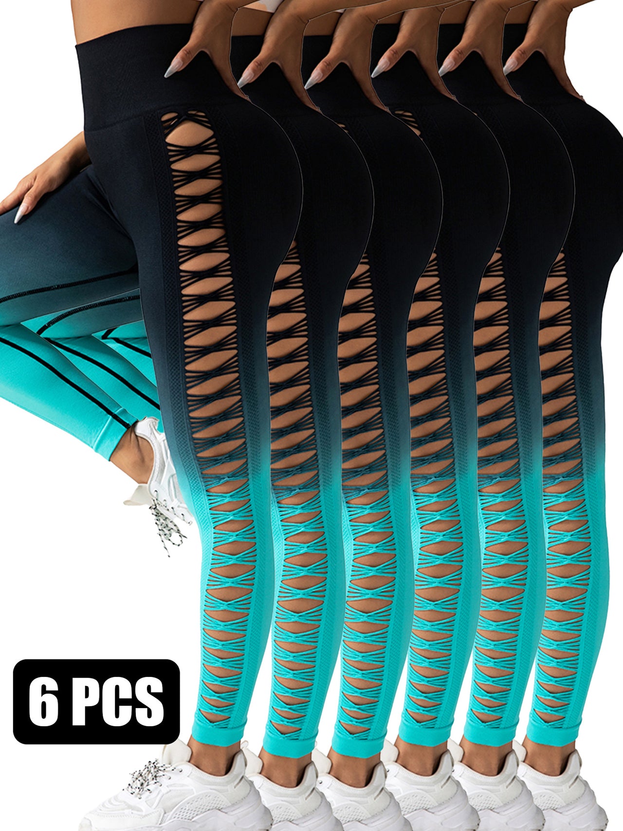 6PACK Gradient Butterfly Cutout Long Pants