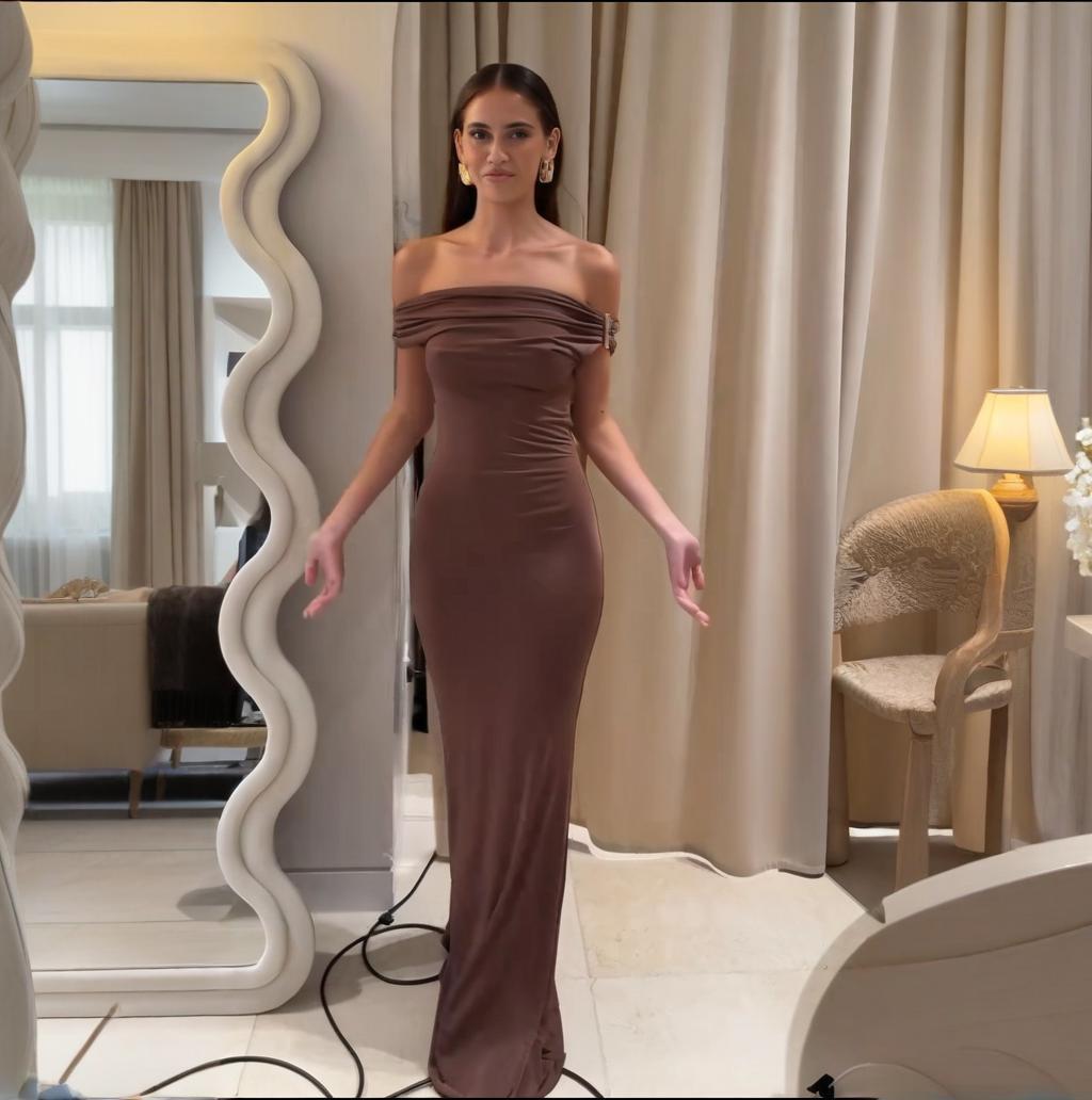 French Style Off-shoulder Shoulder-baring Sexy Temperament Waist-tight Dress Women