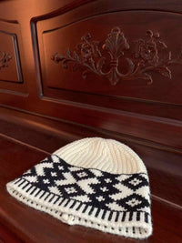 Diamond Color Matching Winter Warm Handmade Knitted Hat Children