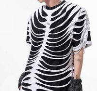 Special-interest Design Hollow Cut Bone T-shirt