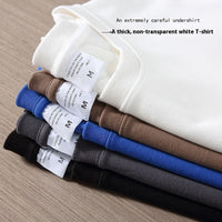 Heavy T-shirt Pure Cotton White 350 Cotton Thickened Thread Neckline Short Sleeve