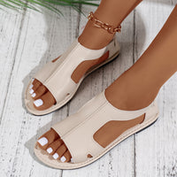 Casual Style Round Toe Fish Mouth Side Empty Heel Outer Wear Plus Size Women's Sandals
