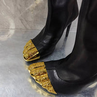 Fashionable Golden Thumb Toe Cap High Heel Slipper