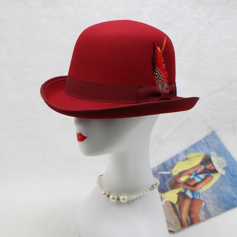 Elegant Bow Curling Woolen British Vintage Top Bucket Hat