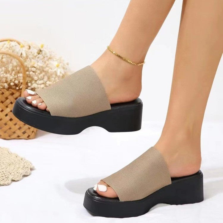 Women's Simple All-match Wedge Platform Slippers