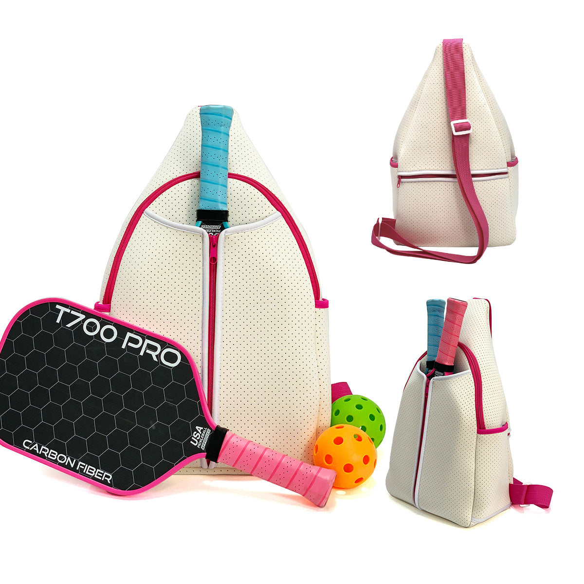 Striped Outdoor Neoprene Travel Portable Crossbody Shoulder Tennis Pack