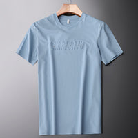 Summer Seamless Mercerized Cotton Solid Color Short-sleeved T-shirt Men's Round Neck