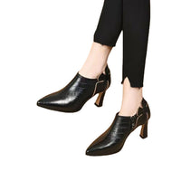 Thick Heel Deep Mouth Pointed Stylish Shoes