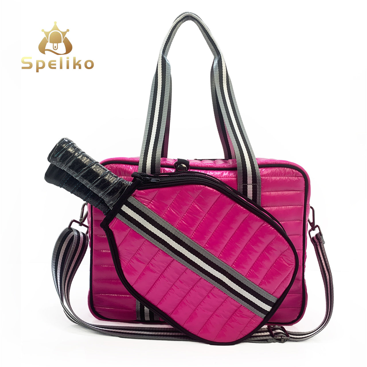 Striped Outdoor Neoprene Travel Portable Crossbody Shoulder Tennis Pack