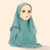 Women's Embroidered Lace Double-layer Chiffon Beading Cap