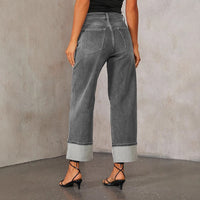 Retro Curling New Elastic Straight Jeans For Women
