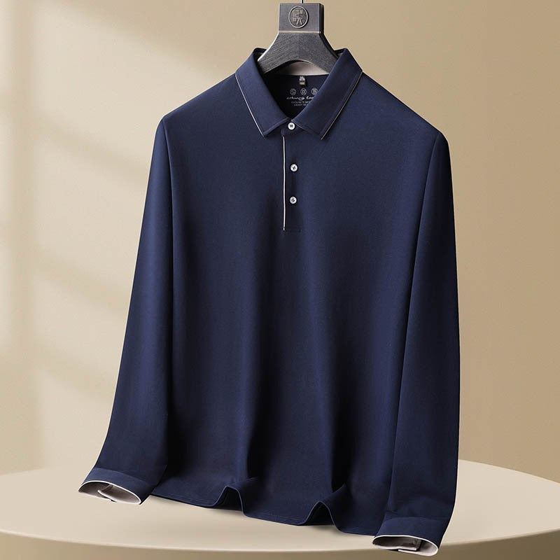 Men's Plus Size Loose Casual Cotton Long-sleeved Polo Shirt