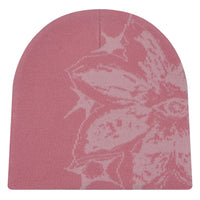 Flowers Print Trendy Versatile Double Layer Knitted Hat