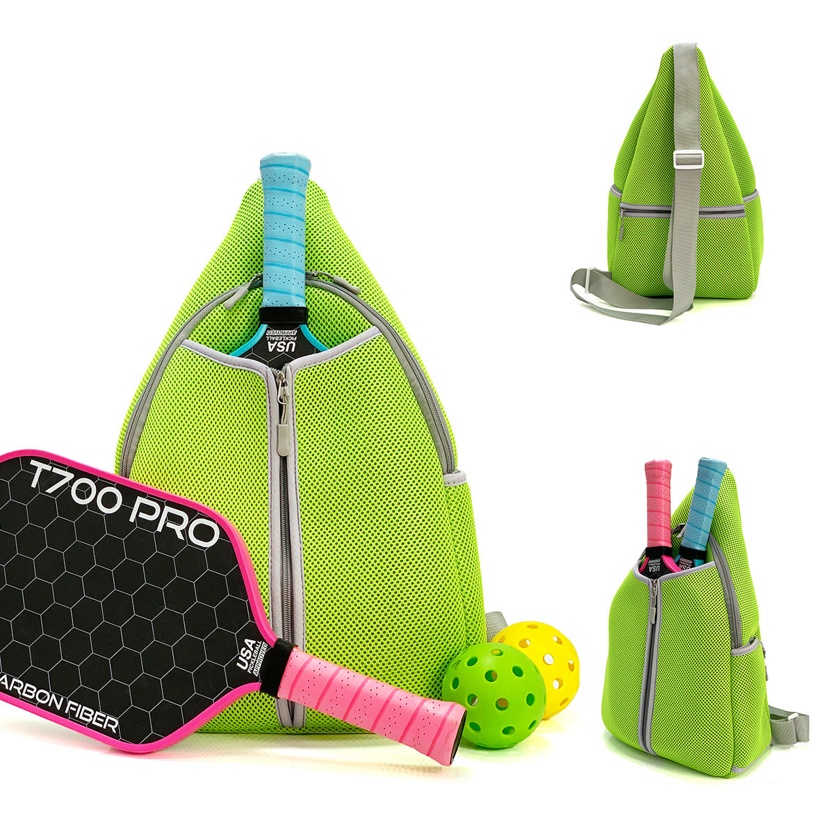 Striped Outdoor Neoprene Travel Portable Crossbody Shoulder Tennis Pack