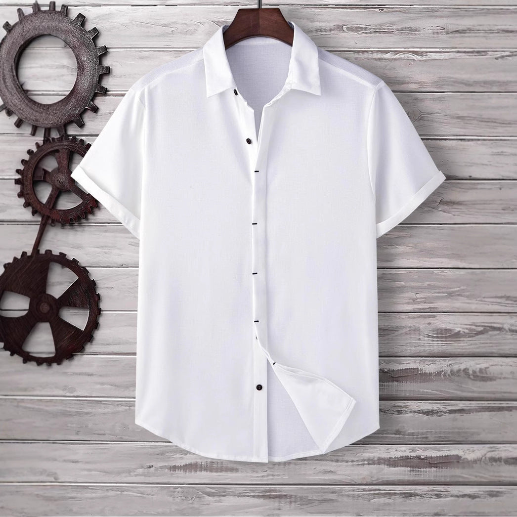 Men's Short Sleeve Loose Solid Color Shirt