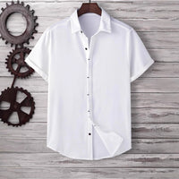 Men's Short Sleeve Loose Solid Color Shirt