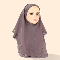 Women's Embroidered Lace Double-layer Chiffon Beading Cap