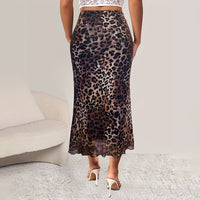 Sexy Leopard Print Stretch Mesh See-through Skirt