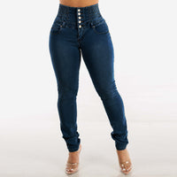 European And American Stretch Slimming Jeans Women's Button