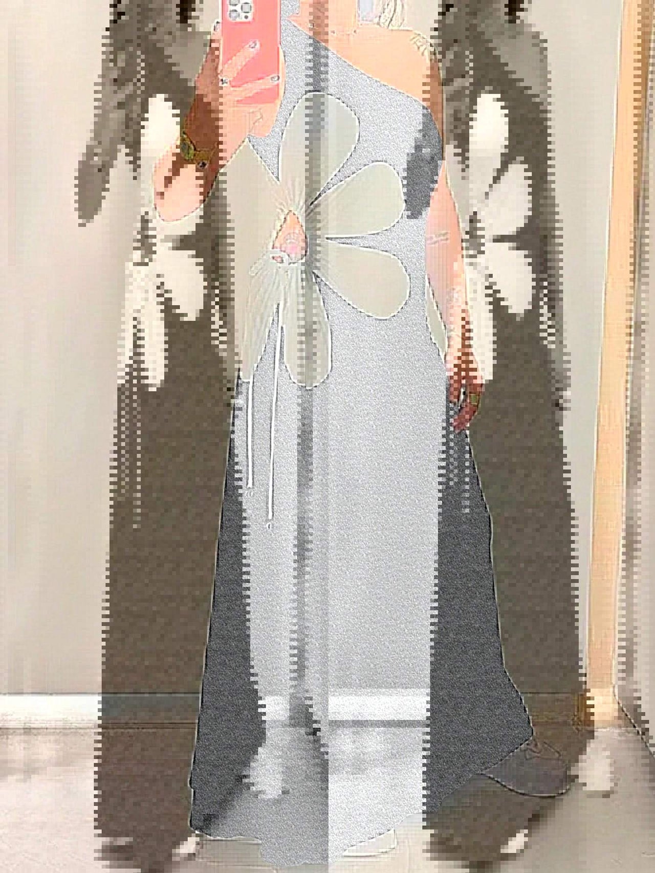 Large Flower Off-the-shoulder Sling Dress