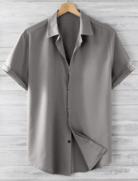 Men's Short Sleeve Loose Solid Color Shirt