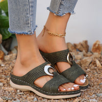 Casual Slip-on Stitching Metal Buckle Sandals Women's Shoes