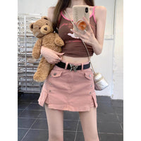 Summer Dopamine Girl Wear Denim Skirt