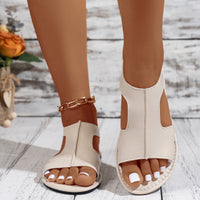 Casual Style Round Toe Fish Mouth Side Empty Heel Outer Wear Plus Size Women's Sandals