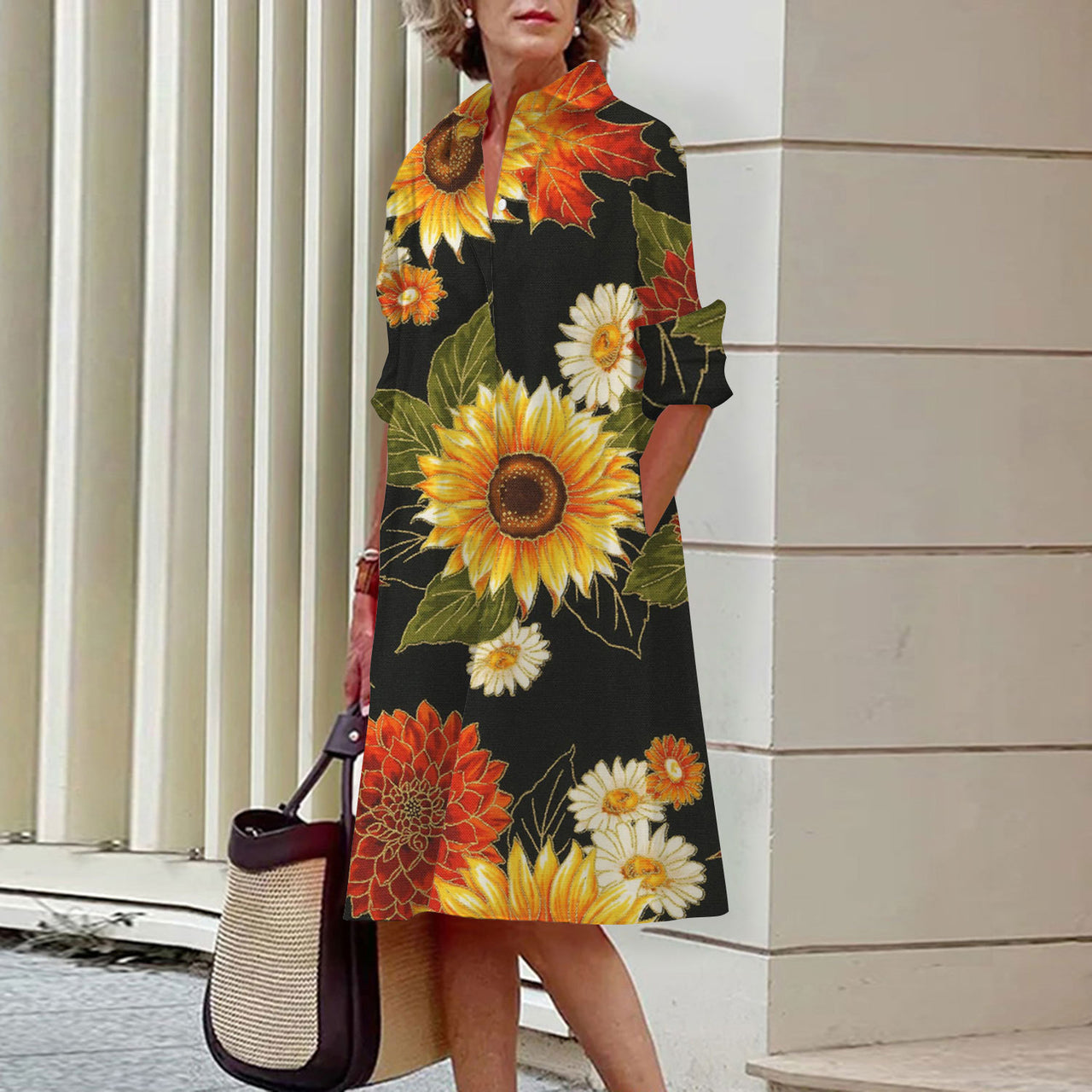 Floral Print Shirt Dress For Women Dress Autumn