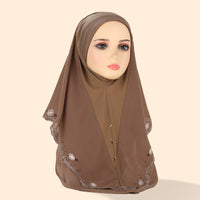 Women's Embroidered Lace Double-layer Chiffon Beading Cap