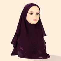 Women's Embroidered Lace Double-layer Chiffon Beading Cap