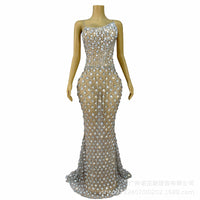 Niche Design Oblique Light Diamond Trailing Dress