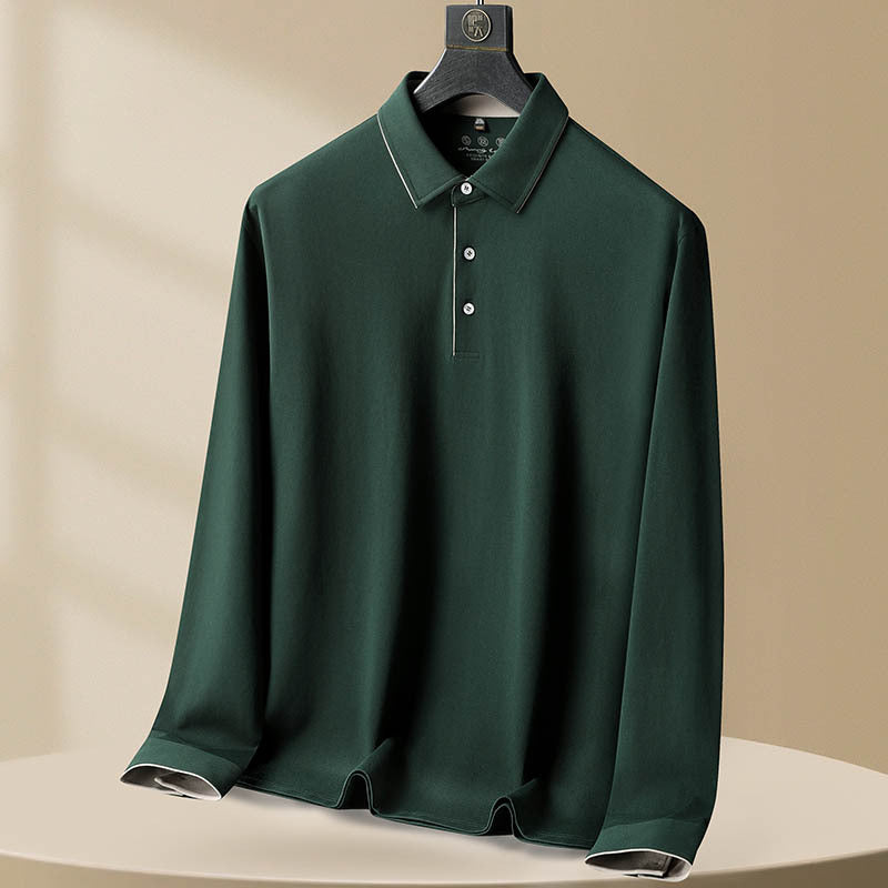 Men's Plus Size Loose Casual Cotton Long-sleeved Polo Shirt