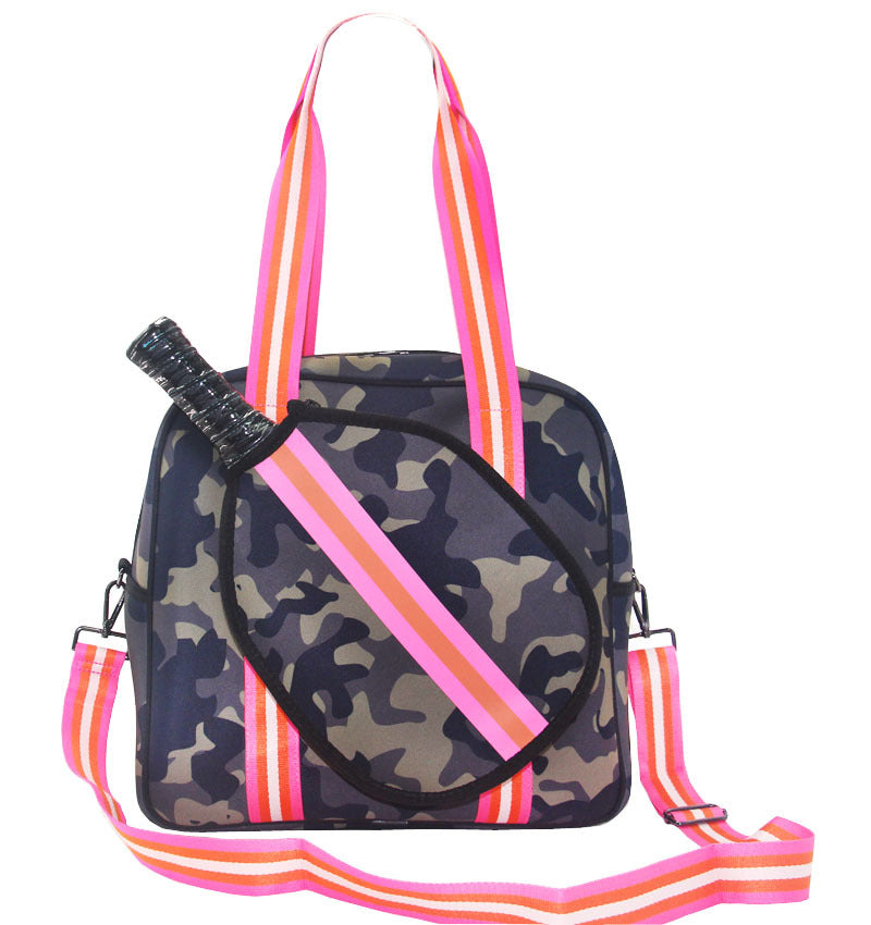 Striped Outdoor Neoprene Travel Portable Crossbody Shoulder Tennis Pack