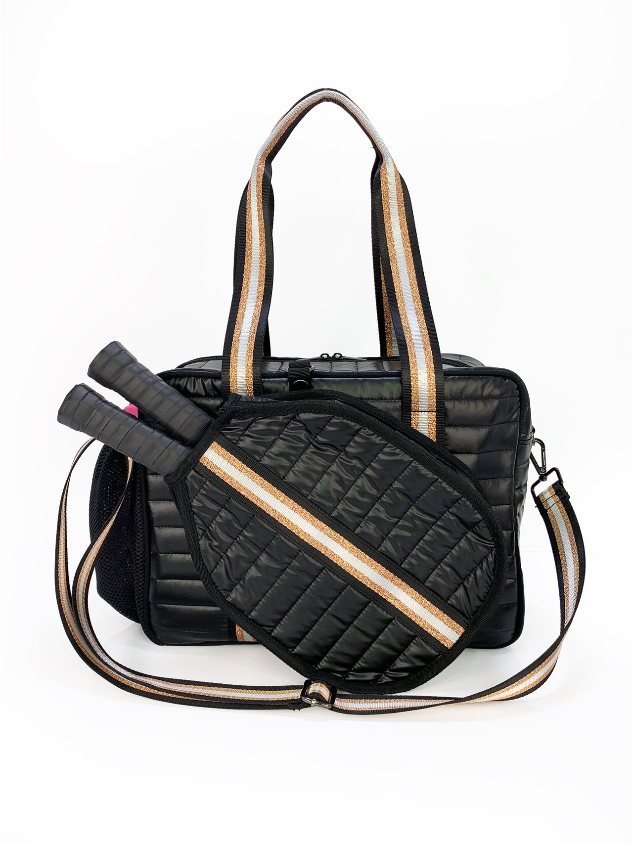 Striped Outdoor Neoprene Travel Portable Crossbody Shoulder Tennis Pack