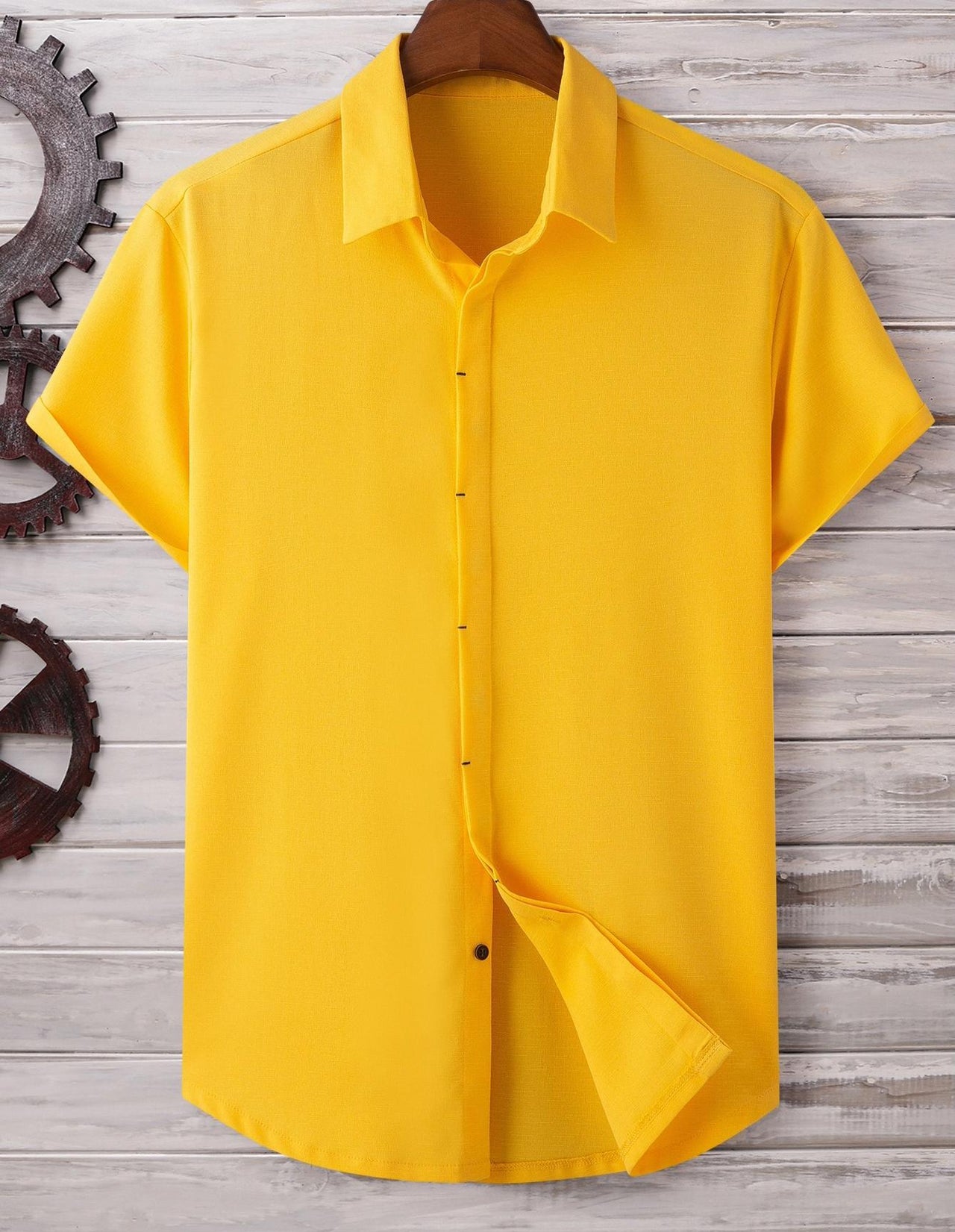Men's Short Sleeve Loose Solid Color Shirt