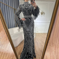 Red High Collar Fishtail Evening Long Dress