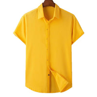 Men's Short Sleeve Loose Solid Color Shirt