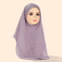 Women's Embroidered Lace Double-layer Chiffon Beading Cap