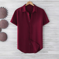 Men's Short Sleeve Loose Solid Color Shirt