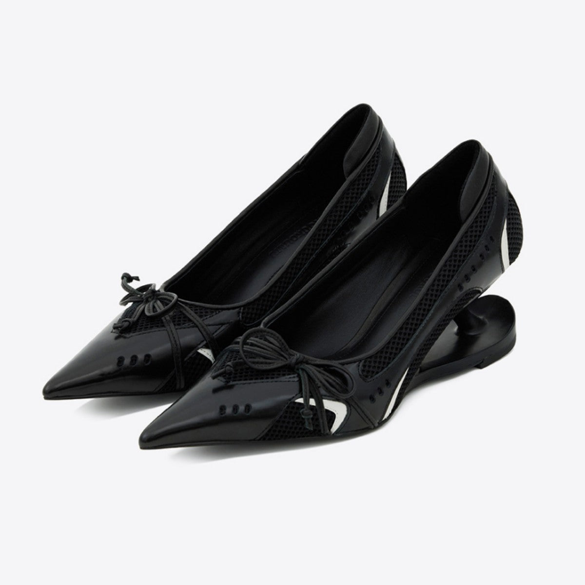 Retro Racing Shoes Suspension Profiled Heel Pointed Low-cut High Heels