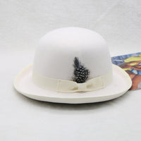 Elegant Bow Curling Woolen British Vintage Top Bucket Hat